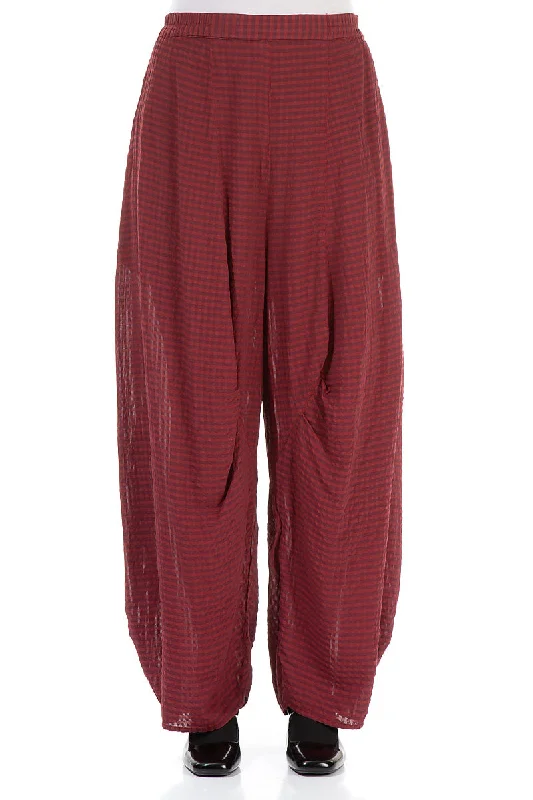 women's dress pantsDetailed Loose Dark Red Textured Silk Trousers