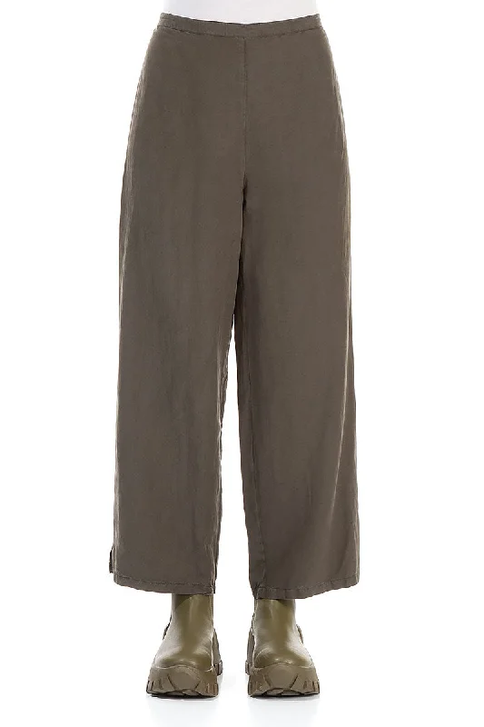 women's adventure pantsStraight Khaki Silk Linen Trousers