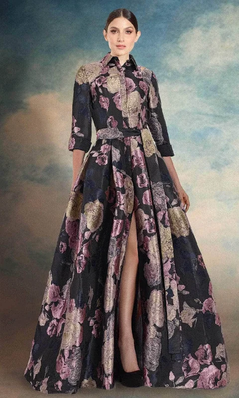 maxi dresses for cocktail partiesJanique 91321 - Floral Printed Collar Long Dress