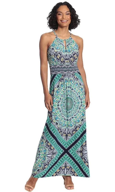 maxi dresses for casual FridaysLondon Times T5352M - Halter Print Long Dress