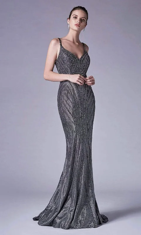 Sleeveless Dress In TulleAndrea and Leo - A0646 Metallic Sleeveless Trumpet Dress