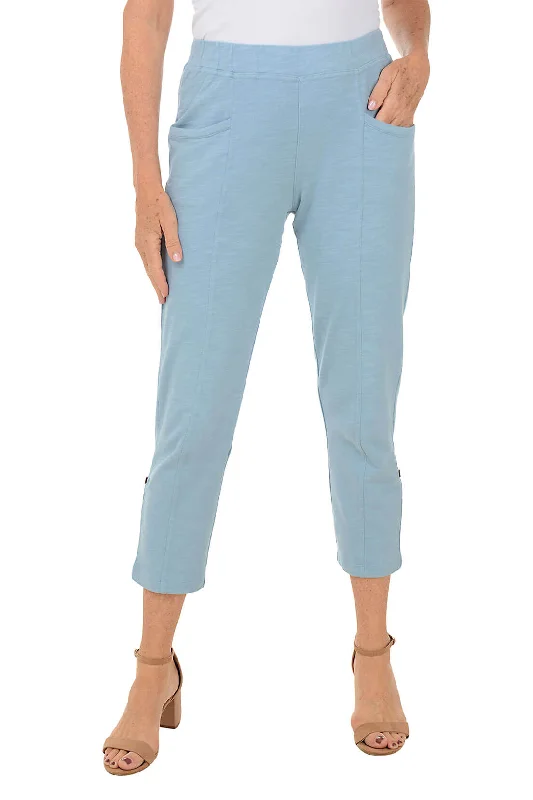 women's designer pantsFrench Terry Roll Tab Relaxed Ankle Pant