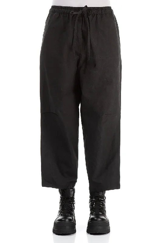 women's reversible pantsTie Up Black Cotton Trousers