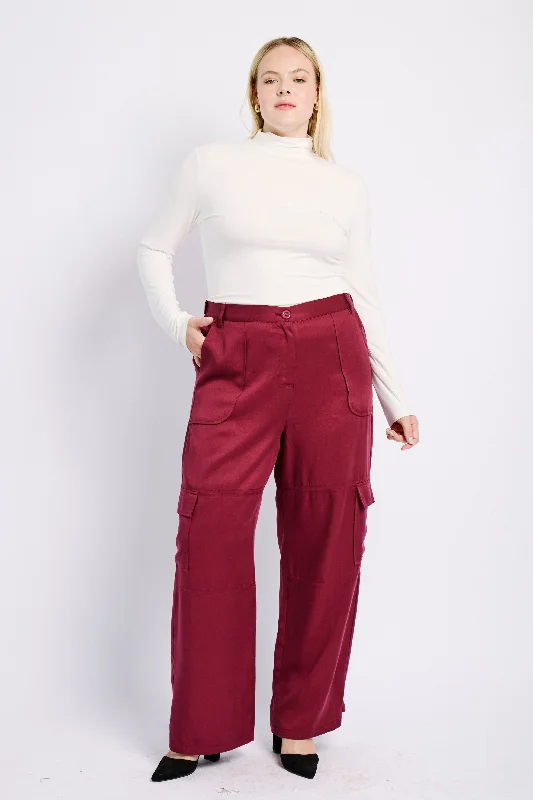 women's adventure pantsThe Lyocell Tailored Utility Pant in Burgundy