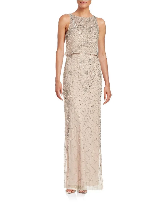 Sleeveless Dress For SummerAidan Mattox - 054468710SC Sleeveless Keyhole Back Beaded Mesh Dress