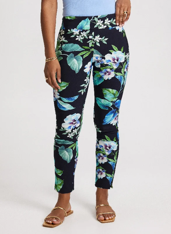 women's everyday pantsPull-On Floral Ankle Pants