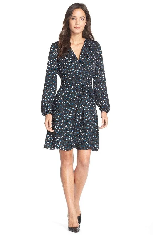 floral maxi dressesAdrianna Papell - Long Bishop Sleeve Leaf-Print Wrap Dress 14243910SC