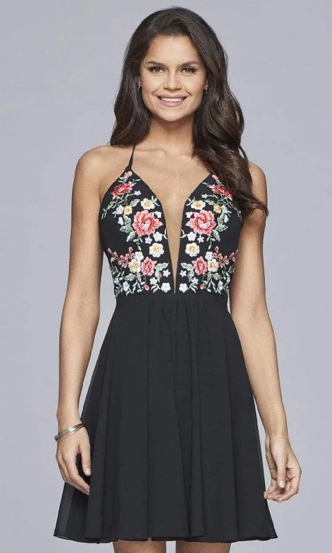 Sleeveless Dress In JerseyFaviana - 10150SC Embellished Sleeveless V-Neck Short Dress