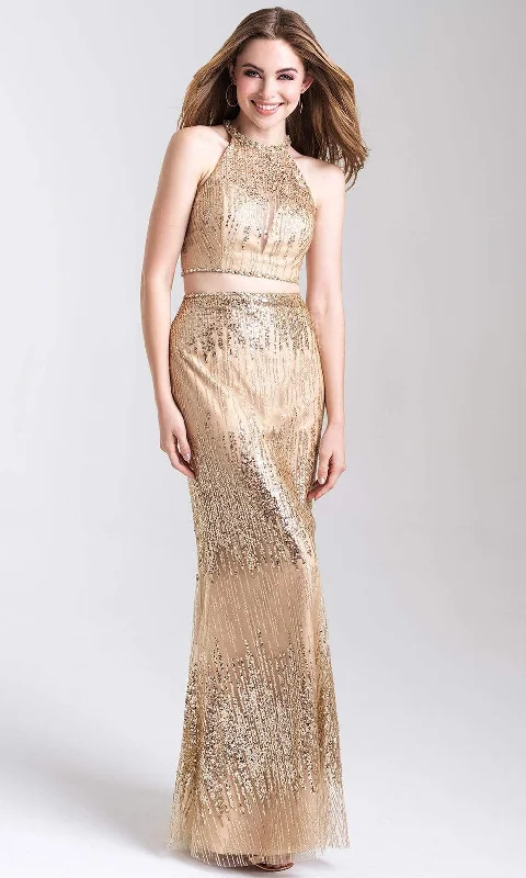 Sleeveless Dress In WovenMadison James - 20-320SC Sleeveless Two Piece Sequin Dress