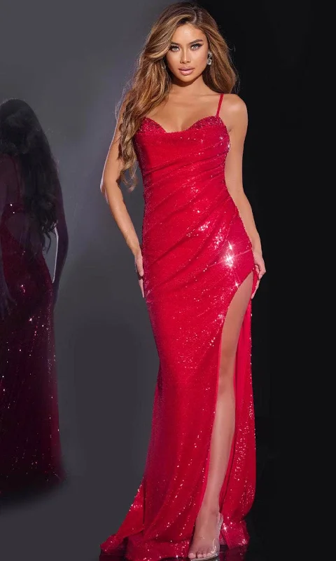 off-shoulder prom dressesJovani 42379 - Draped Sequin Prom Dress