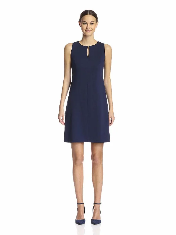 Sleeveless Dress With High SlitTaylor 5489M Sleeveless Keyhole Neckline Ponte Dress  - 1 pc Navy In Size 14 Available