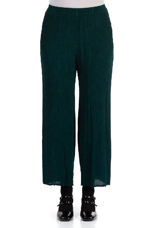 women's warm pantsStraight Cropped Emerald Silk Viscose Trousers