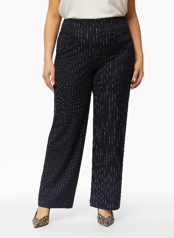 women's classic pantsPull-On Stripe Print Straight Leg Pants