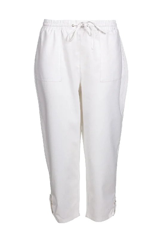 women's thermal pantsCotton Linen Blend Mid Calf Pants | WHITE | 6782A1