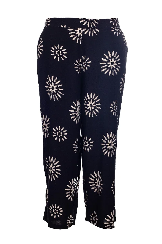 women's solid-color pantsPrinted pull on Crop Pants | Black Natural Stars | 7334A1