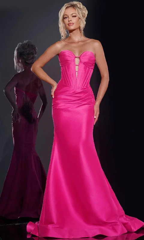 prom dresses for plus-size figuresJovani 43350 - Strapless Corset Prom Dress