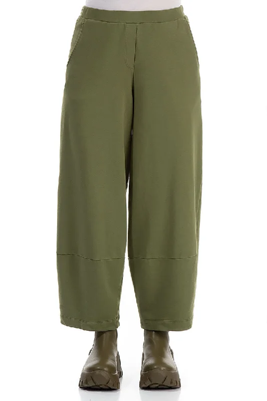 women's classic pantsLoose Olive Cotton Trousers