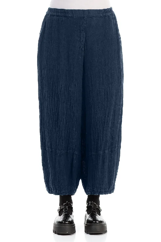 women's active pantsBack Pockets Azure Mélange Linen Trousers