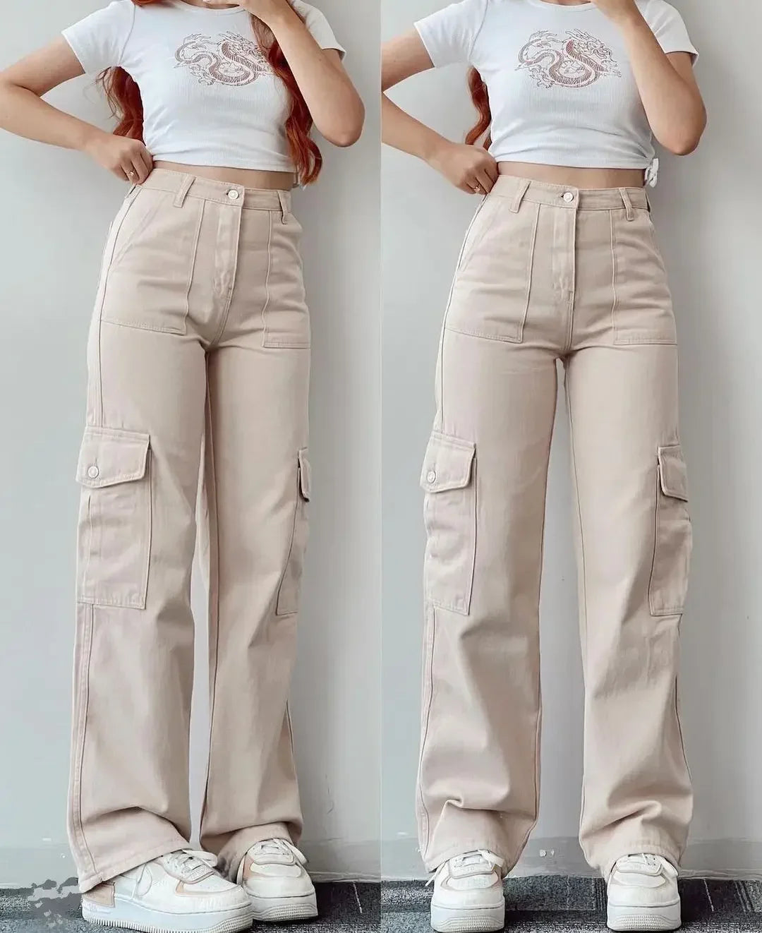 women's zipper pantsWomen's Straight High Waist Fashion Designer Cargo Pants