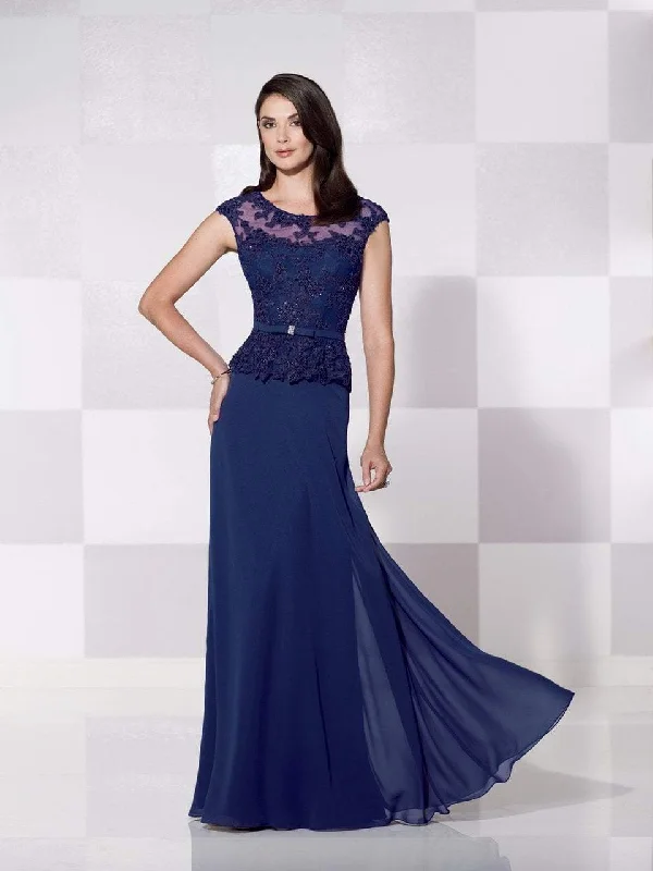 maxi dresses for formal eventsCameron Blake by Mon Cheri - Appliqued Peplum Long Dress 115613