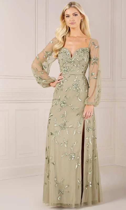 maxi dresses with long sleevesAdrianna Papell Platinum 40440 - Embellished Long Dress