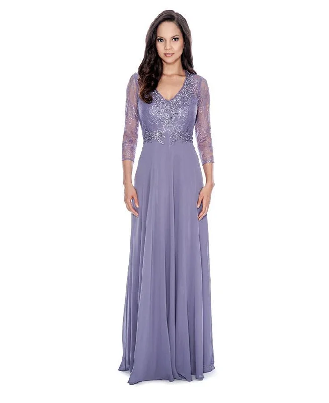 bohemian maxi dressesDecode 1.8 - 182581SC Embellished V-Neck Chiffon Long A-line Dress