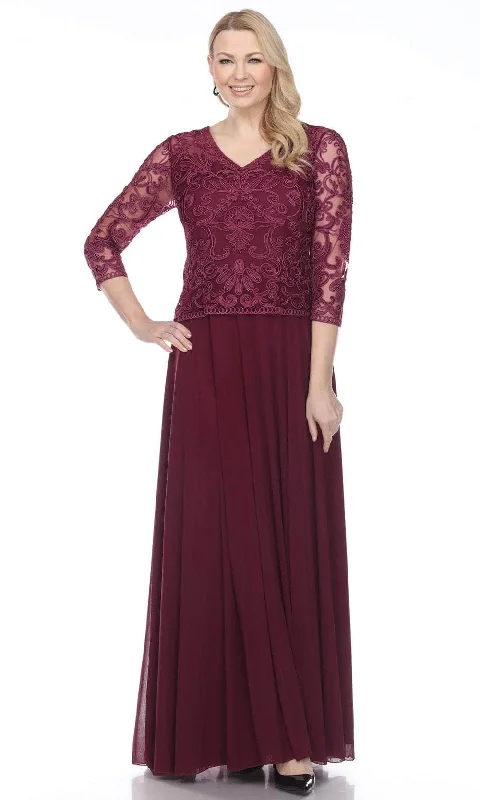 maxi dresses for black-tie eventsSoulmates 1901 - Embroidered V-Neck Long Dress