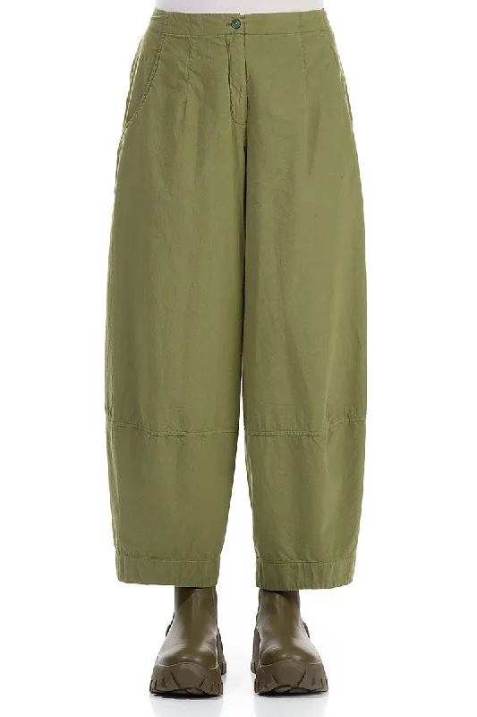 women's retro pantsWide Olive Cotton Trousers