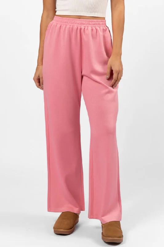 women's tall pantsLet's Just Stay Pink Knit Wide Leg Pants