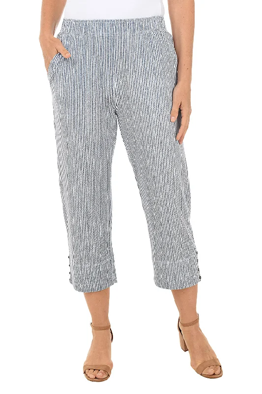 women's straight-leg pantsRailroad Stripe Pull-On Capri Pant