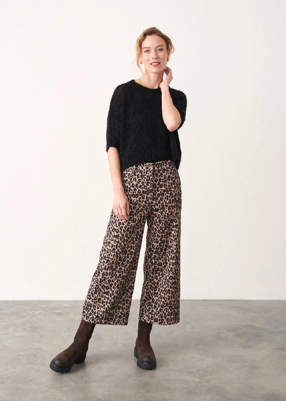 women's high-performance pantsDUCHESS LEOPARD WIDE LEG TROUSER