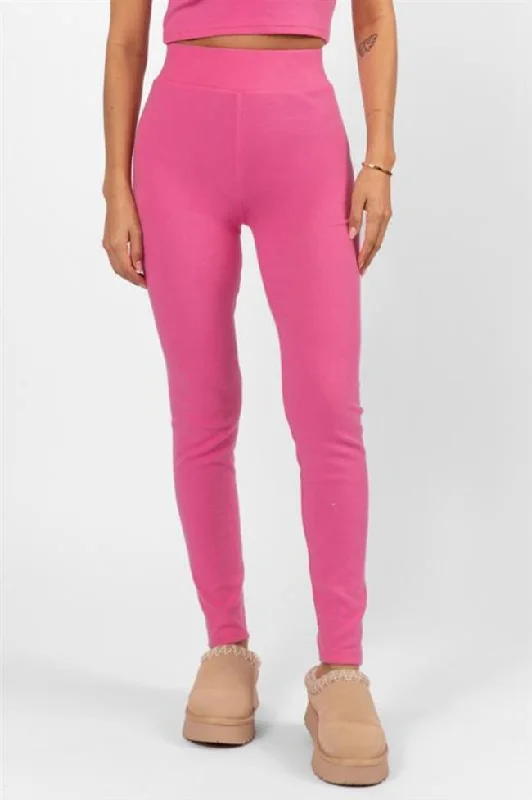 women's ankle-length pantsOutta Sight Pink Brushed Rib Leggings