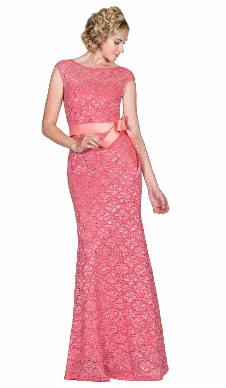 maxi dresses for outdoor weddingsLadivine A1603 - Lace Sheath Lace Long Dress