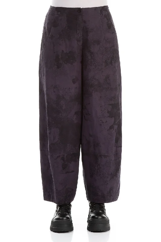 women's affordable pantsWide Vintage Violet Marble Cotton Trousers