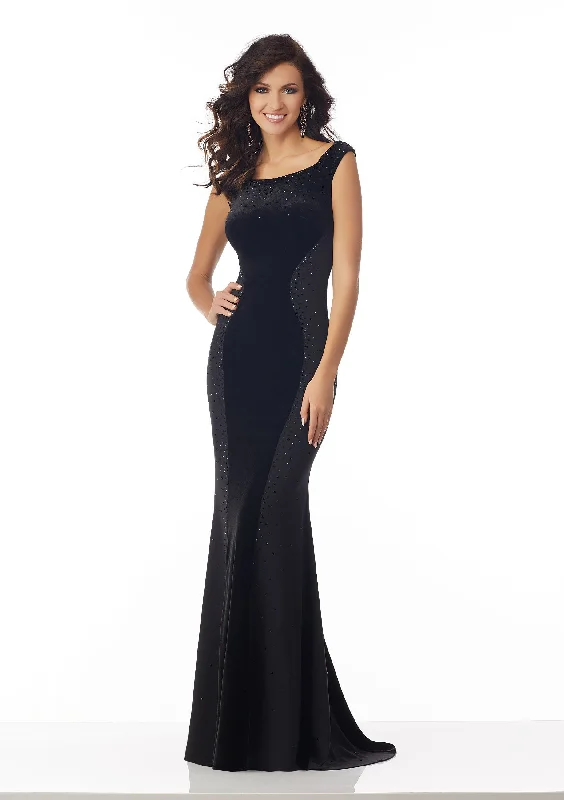 Sleeveless Dress With Sheath CutMGNY By Mori Lee - Sleeveless Beaded Colorblock Sheath Dress 71830