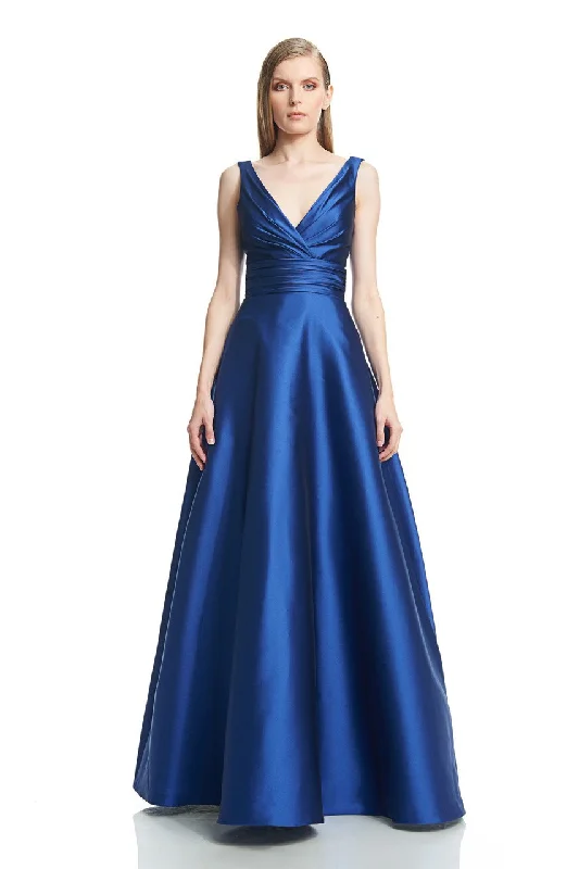 Sleeveless Dress MinimalistTheia - 882654SC Sleeveless Draped Surplice Satin Dress