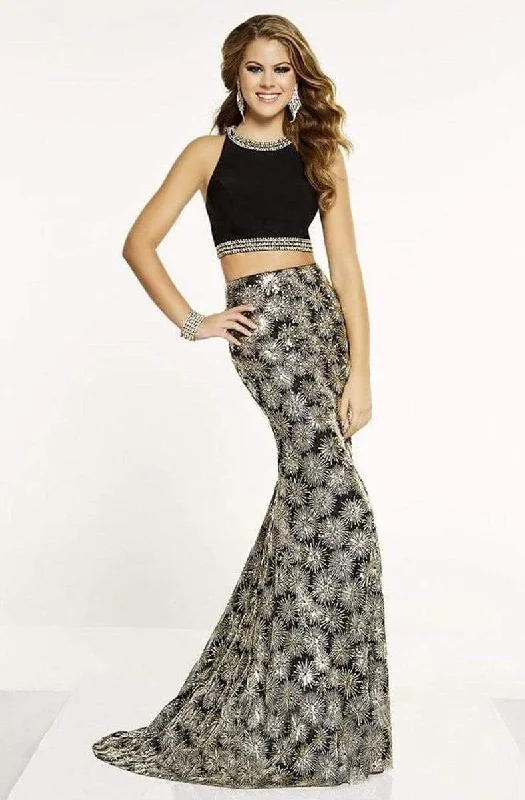 Sleeveless Dress In LeatherPanoply - 14874SC Sleeveless Crop Top Sequin Lace Dress