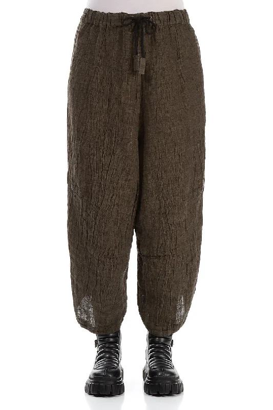 women's travel pantsWide Tie Up Silver Sage Mélange Linen Trousers