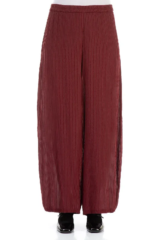 women's formal pantsWide Dark Red Silk Viscose Trousers