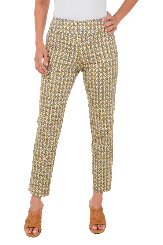 women's sophisticated pantsWhite Gold Chains Pull-On Ankle Pant