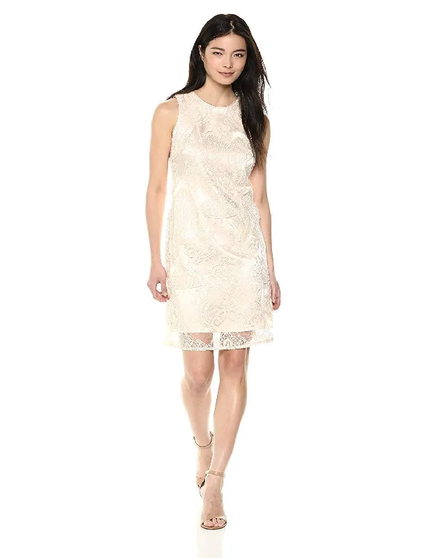 Sleeveless Dress With LaceTaylor - Sleeveless Sequin Mesh Sheath Dress 9734MSC