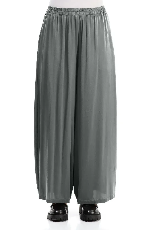 women's hot pantsWide Leg Silver Silk Trousers