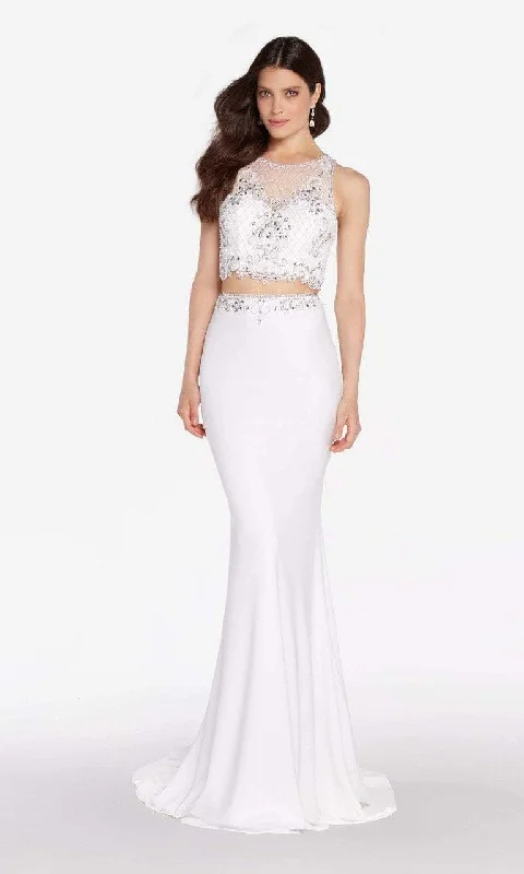 Sleeveless Dress With ButtonsAlyce Paris 60016 - Sleeveless Adorned Bodice Sweep Train Dress