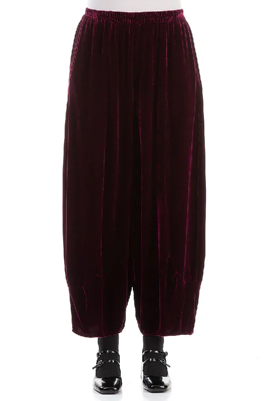 women's cool pantsLoose Magenta Silk Velvet Trousers