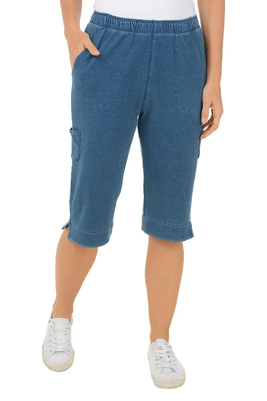 women's high-waisted pantsDenim Terry Cargo Pocket Skimmer Pant