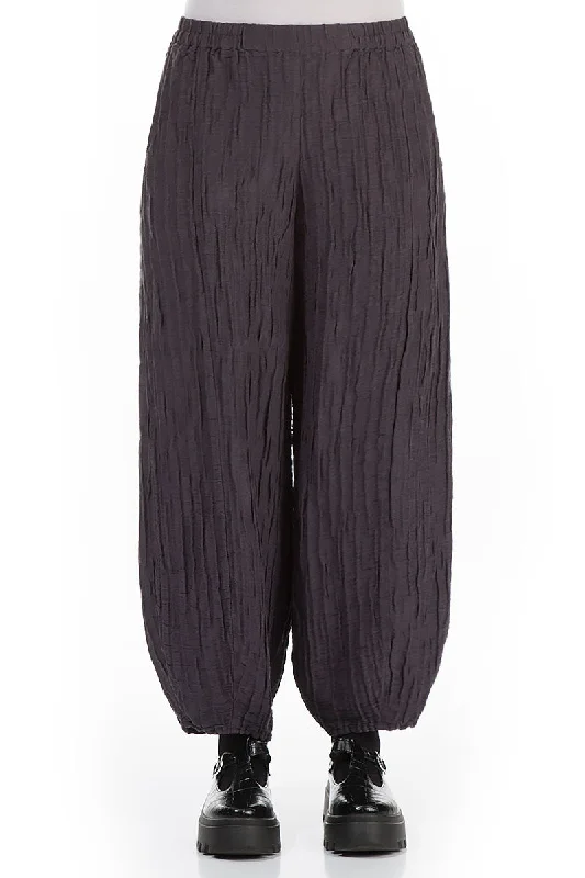 women's petite pantsTaper Vintage Violet Crinkled Silk Linen Trousers