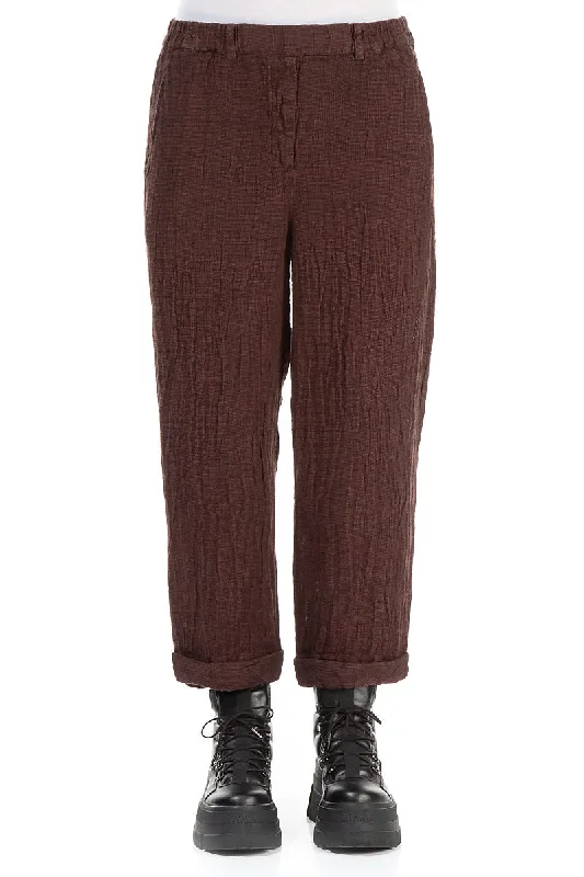 women's corduroy pantsRoll Up Merlot Mélange Linen Trousers