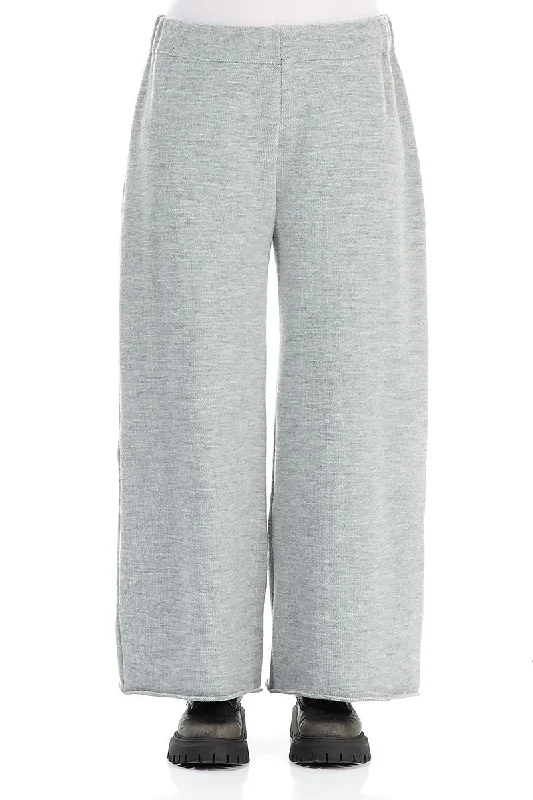 women's running pantsWide Grey Knitted Wool Trousers