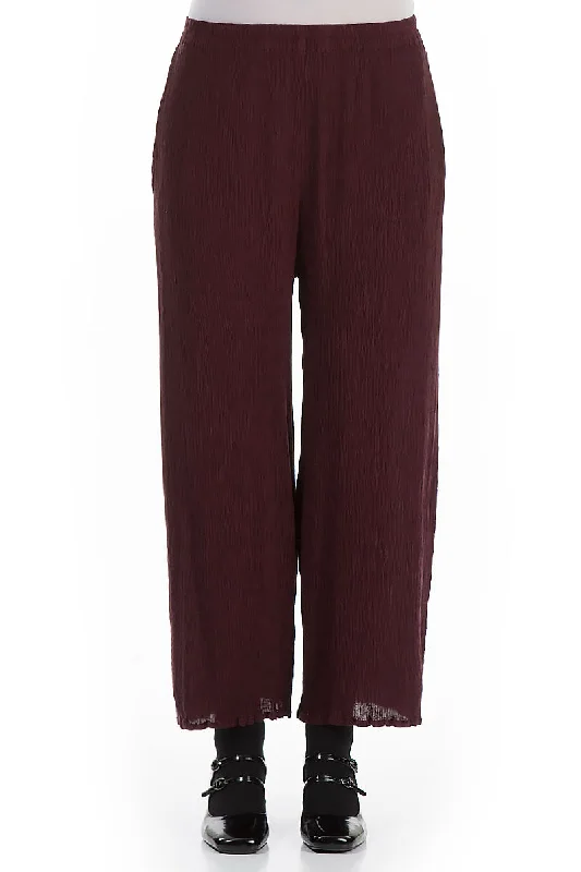 women's tall pantsStraight Cropped Merlot Silk Viscose Trousers