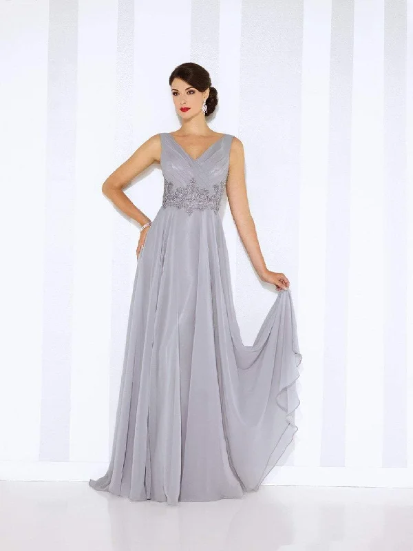 Sleeveless Dress With PrintsMon Cheri 116665 Sleeveless Chiffon A-line Dress - 1 pc Gray In Size 16 Available